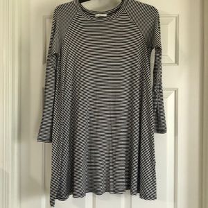 NWOT black and white stripe long sleeve dress